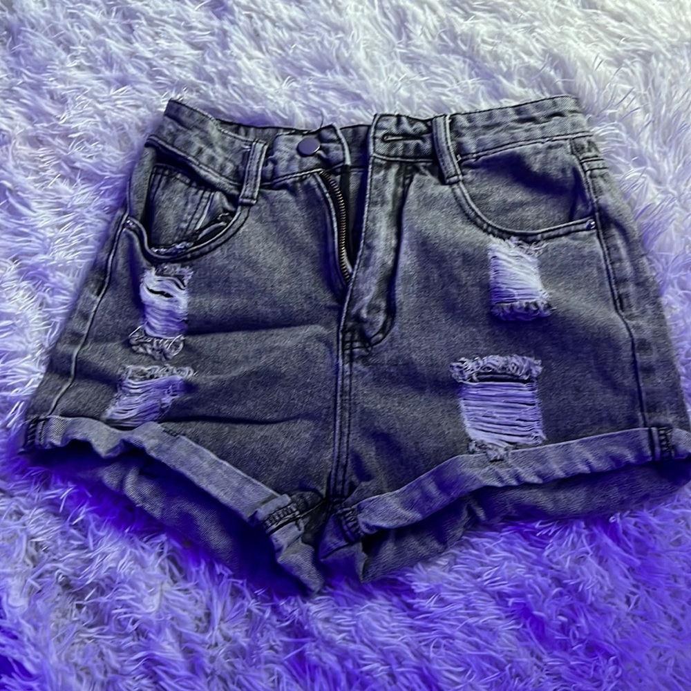 Dark Grey Denim Shorts - Size:S